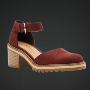 Women's Flocked & Heeled Ankle Buckle Mary Jane Casual Shoes Size 6